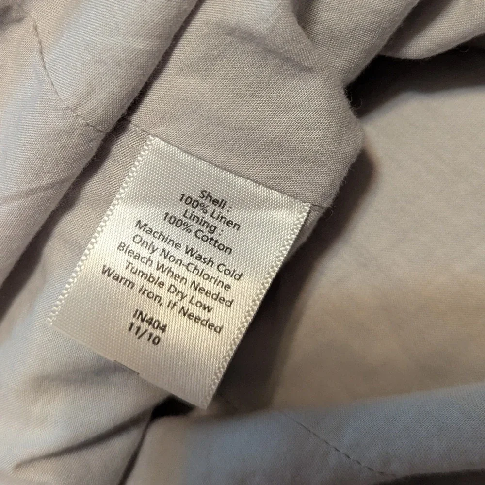 Talbots Linen Skirt Sz 12 Gray Pleated A-Line Cotton Lined Coastal Midi Beach